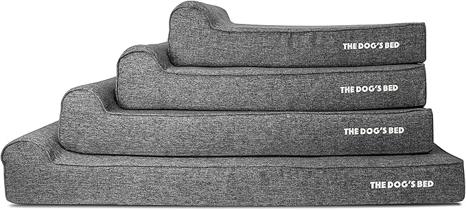 The Dog’s Bed Orthopedic Headrest Dog Bed XXXL Grey Linen, Memory Foam, Pain Relief for Arthritis, Hip & Elbow Dysplasia, Post Surgery, Lameness, Waterproof Washable Cover