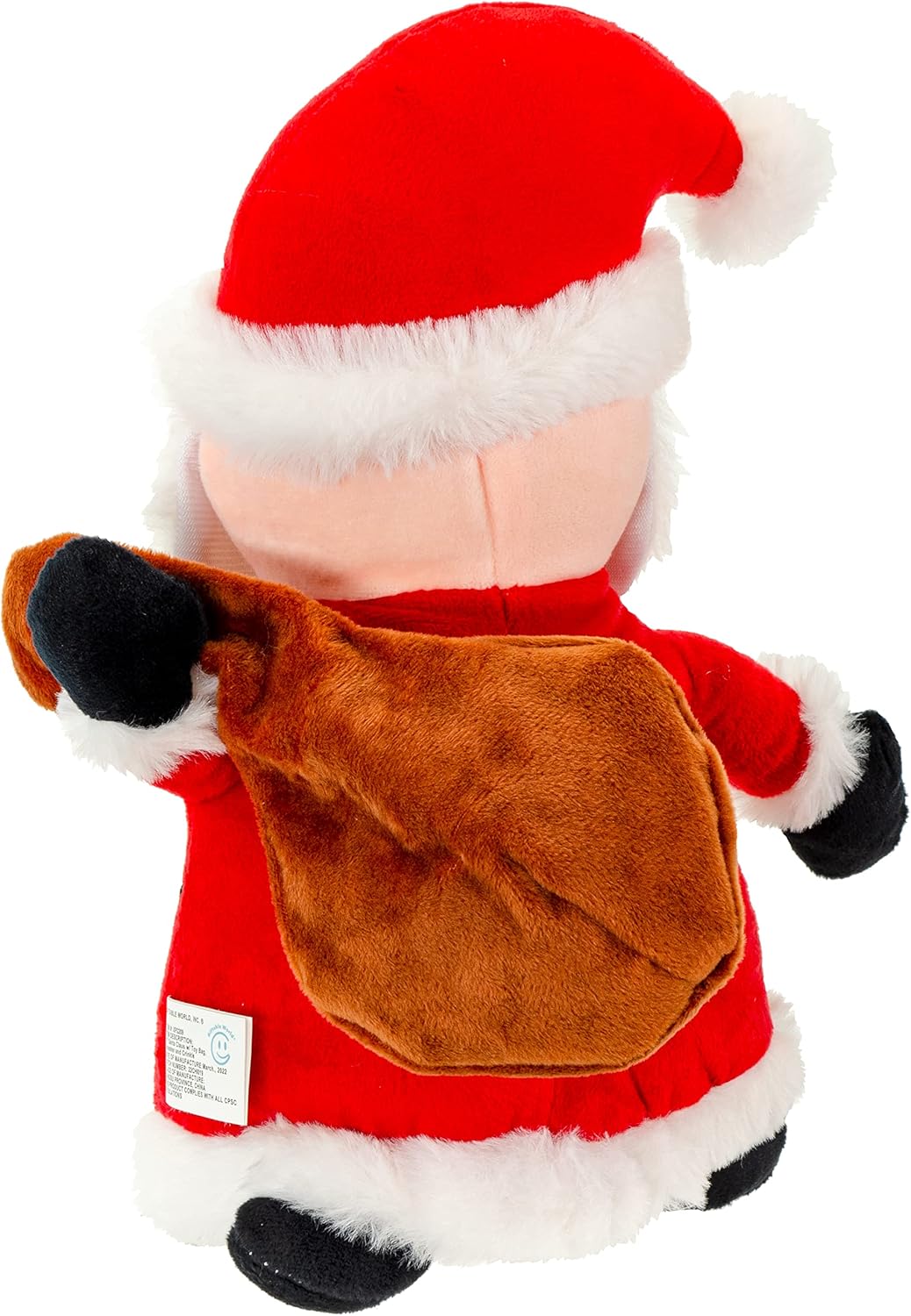 Giftable World Holiday Plush Pet Toy Fun for Christmas Designs with Squeaker Dog Chew Toy (10" Santa Claus w/Toy Bag)