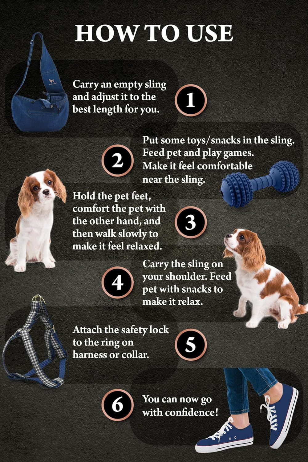 Noah & Paw Dog Sling Carrier for Small Dogs 5-18lb, Dog Sling for Small Dogs and Cats, Dog Carrier with Adjustable Padded Strap, Vegan Denim Lined with Fur, 3X Safety Features, Machine Washable