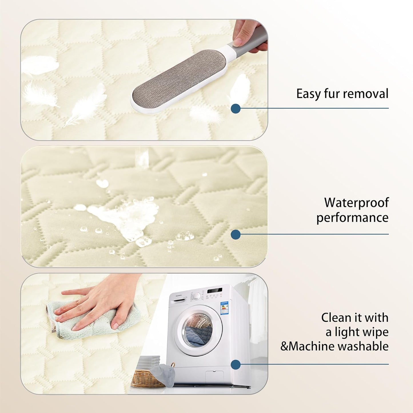 gogobunny 100% Double-Sided Waterproof Dog Bed Cover Pet Blanket Sofa Couch Furniture Protector for Puppy Large Dog Cat, Reversible (30x80 Inch (Pack of 1), Dark Cream/Light Cream)