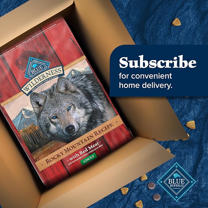 Blue Buffalo Wilderness Rocky Mountain High-Protein Adult Dry Dog Food Wholesome Grains Red Meat, 24lb. Bag