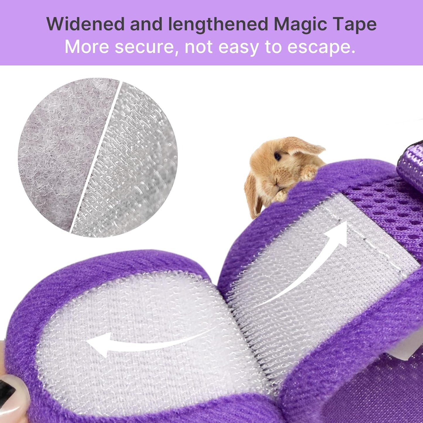 AIITLE Breathable Bunny Harness and Leash Set, Adjustable Straps & Magic Tape Design, Comfort Fit Vest for Puppies, Cats, Squirrels, Rats, Bunnies, Ferrets, Outdoor Walking, Purple S