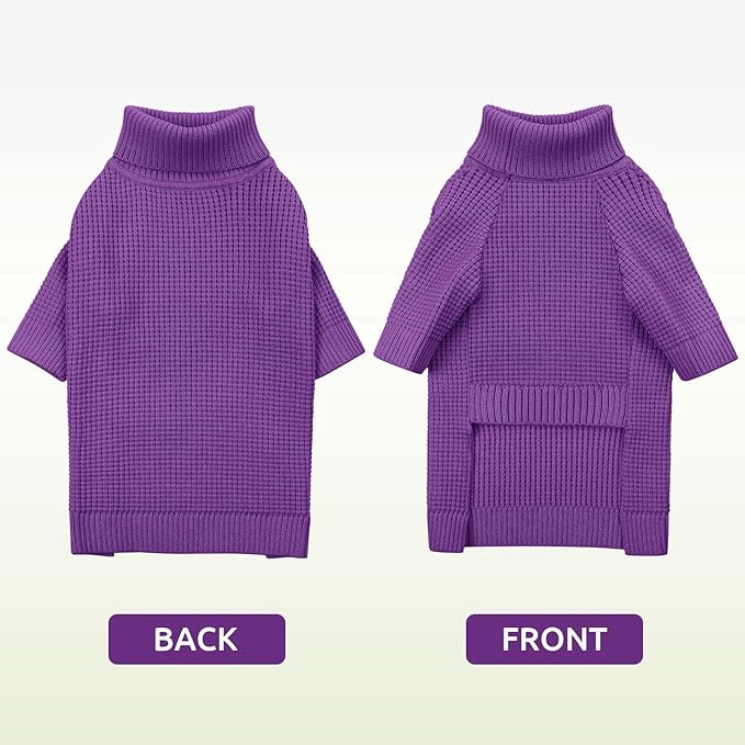 Queenmore Soft Warm Large Dog Sweater, Large Dog Sweaters for Male Dogs, Pet Christmas Sweaters, Extra Large Breeds Kintwear, Turtleneck Pullover Pet Clothes, Purple 3XL