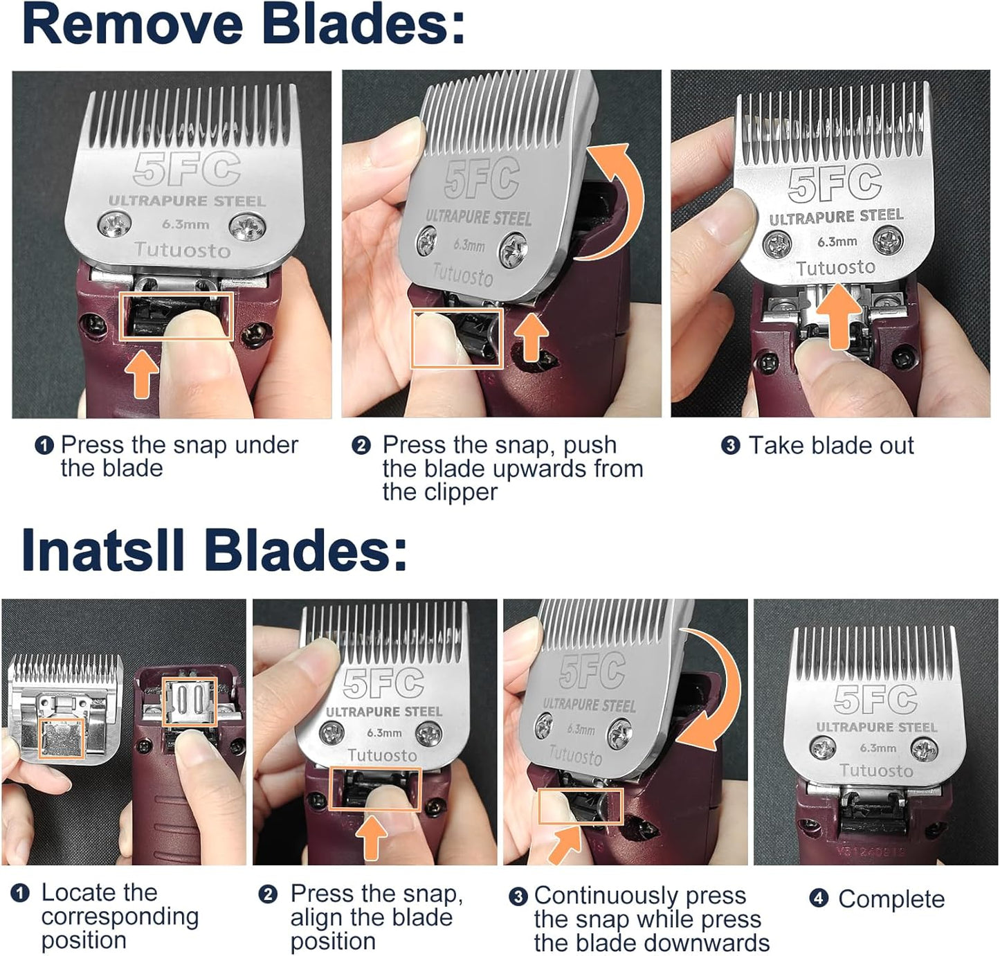 5FC Clipper Blades Pet Grooming Clipper Replacement Blades Detachable Blade Compatible with andis/wahl/Oster Dog Clippers