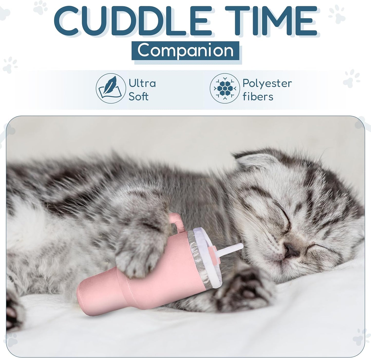 Kitty Cup Catnip Toy - Christmas & Birthday Cat Gift Toy with Catnip & Crinkle, Funny Stocking Stuffer for Girl Indoor Kitten (Pink Peach Dust)