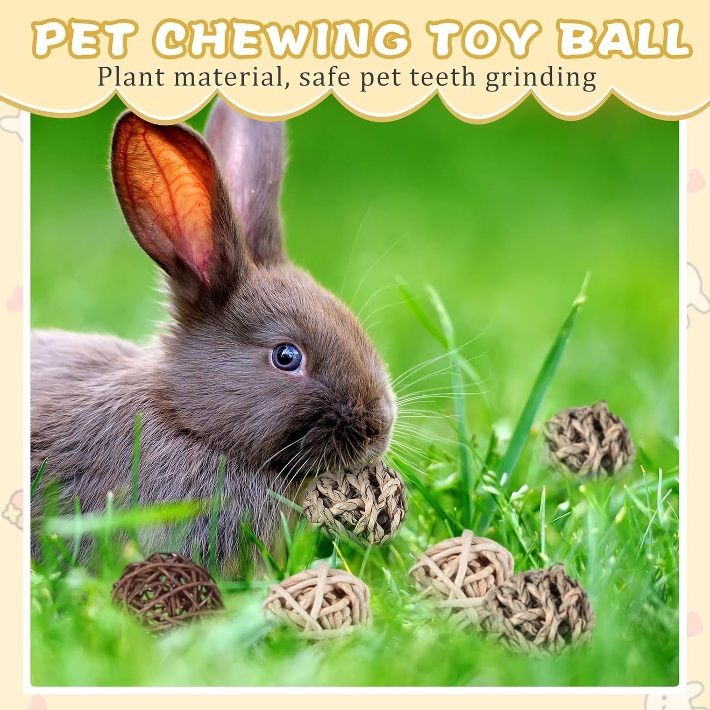Sosation 24 Packs Guinea Pigs Toys Small Animals Play Balls Chew Gnawing Treats Bunny Toys Hay Grass Balls for Small Animals Entertainment PET Cage Accessories
