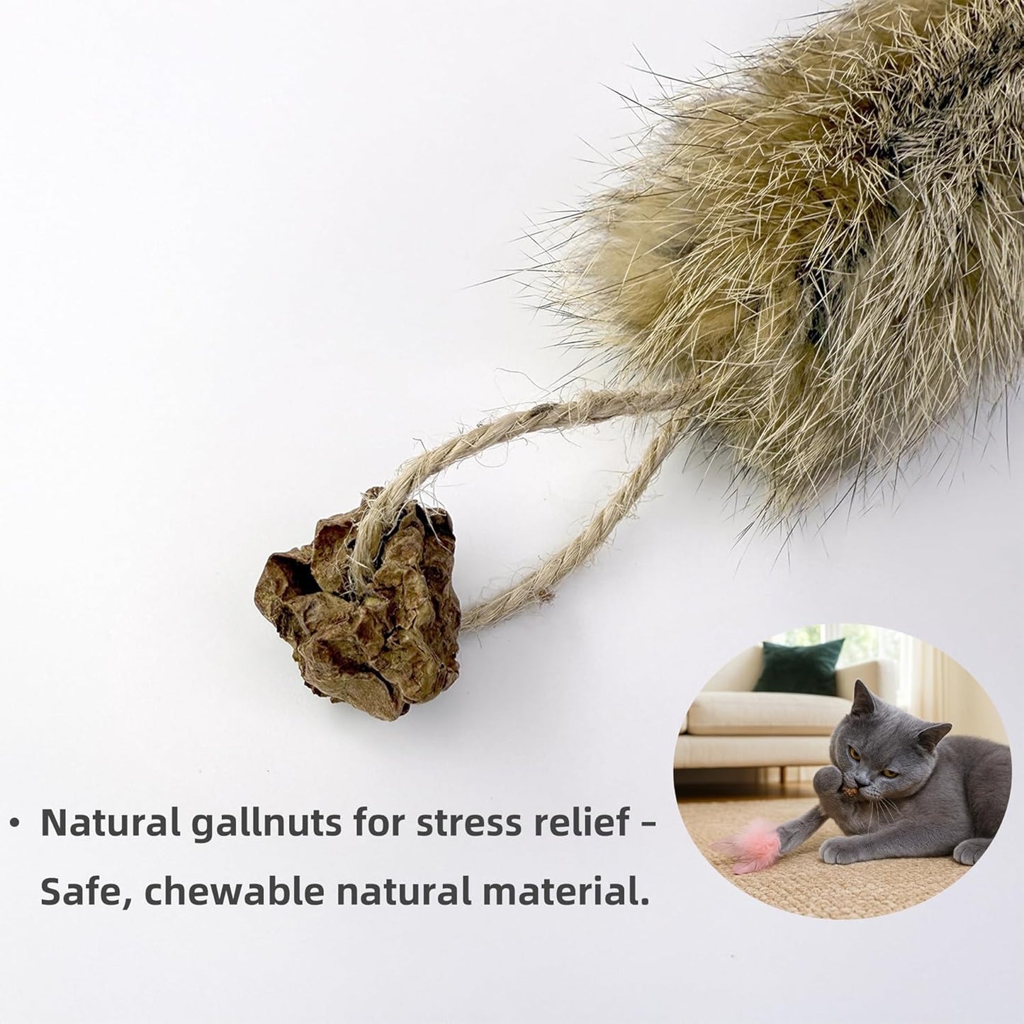 3 Pack Rabbit Fur Catnip Toys with Feathers – Interactive Carrot Cat Toys with Galls Fruit for Indoor Cats and Kittens