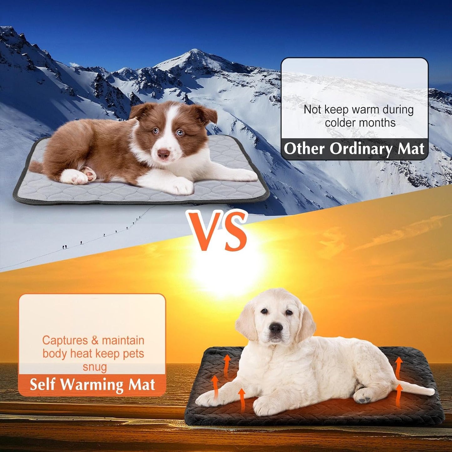 4 Pack Self Heating Cat Pad 16 x 20 Inch Self Warming Cat Bed Non Slip Warm Dog Pad Mat Washable Pet Kennel Crate Bed Mat for Indoor Outdoor Pets(Black,20 x 28 Inch)