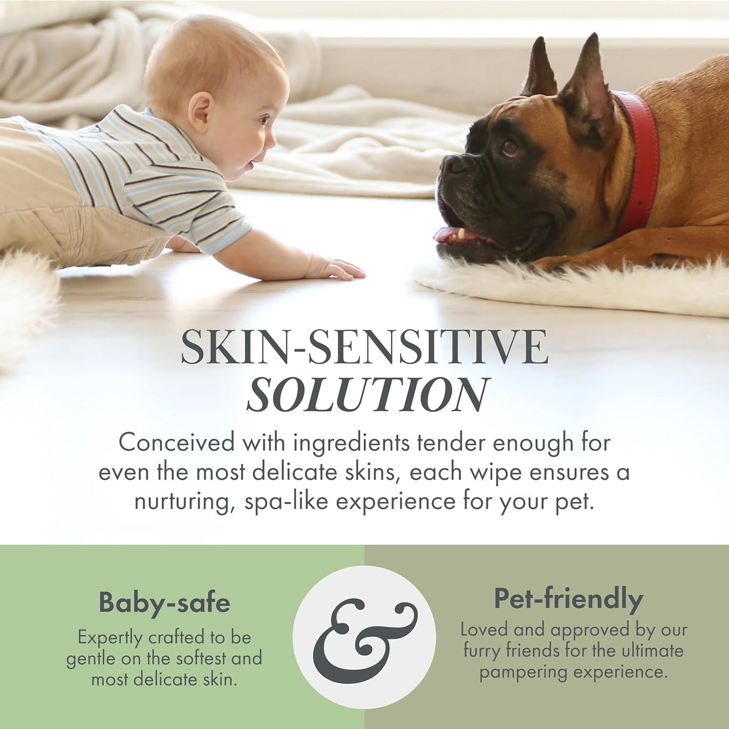 Nina Woof Dog Wipes – Fragrance-Free, Alcohol-Free, Hypoallergenic Pet Grooming Wipes with Aloe Vera, Biodegradable, for Dogs & Cats: Paws, Face, Ears & Butt – (70 Count)