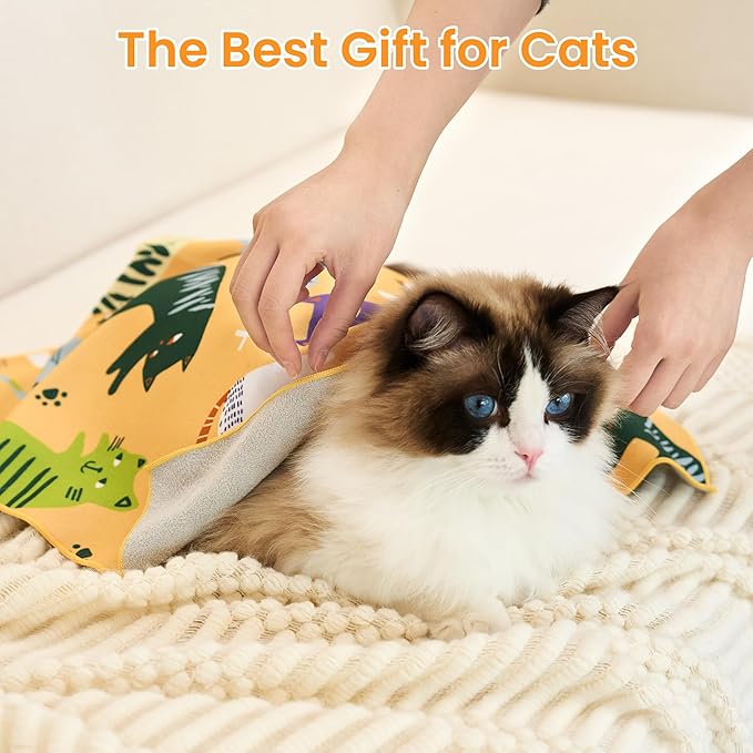 27.6" X27.6" Versatile Cat Grooming Wrap for Cutting Nails Self-Adherent Fabric Wrap for Cats Anti-Scratch Anti-Escape Grooming Bag Pet Tool