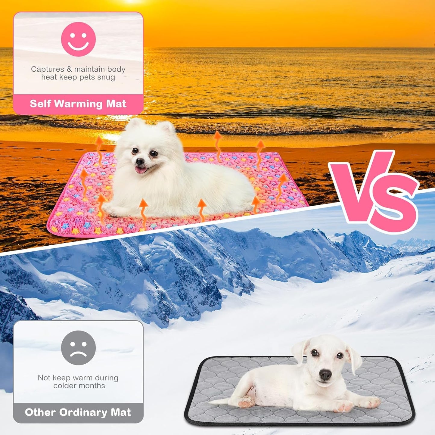 2 Pack Self Warming Cat Bed Self Heating Dog Pad Cat Warming Pad Thermal Pet Mat Washable Reflect Body Heat Removable Cover for Indoor Kittens Puppies Feral Pet(Little Star,20 x 28 Inch)