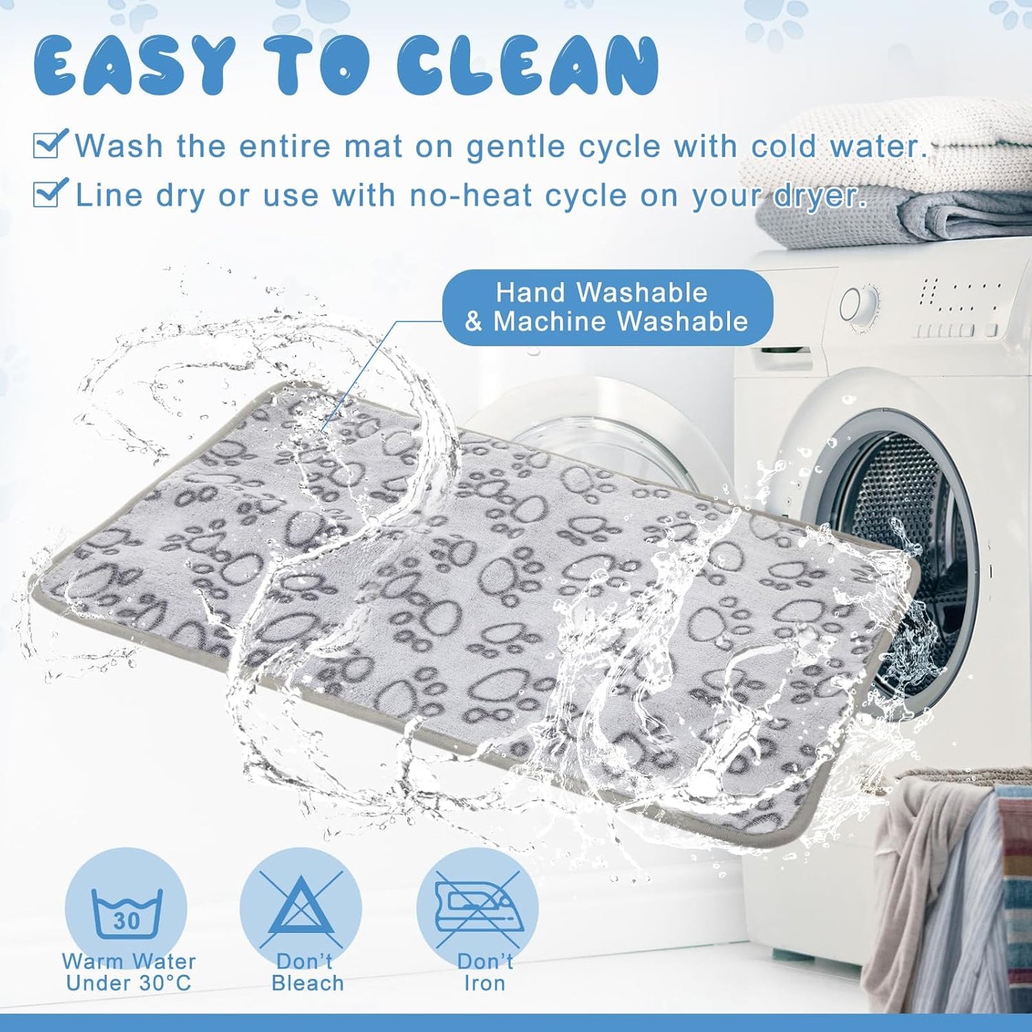 2 Pcs Large Self Warming Cat Pad Self Heating Cat Mat Bed Dog Crate Pet Blankets Thermal Heated Bed Mat for Outdoor Indoor Newborn Kittens Puppies Dog(Paw Print,24 x 18)