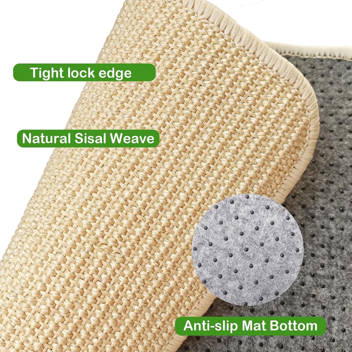 Rabbit Scratching Pad, 16 x 12 Inch Natural Sisal Bunny Scratch Mat Scratcher Mats Claws and Teeth Care for Biting Sleeping Nesting Small Animal Bedding Chew Toys Bed Play Toy (Beige, 2Pcs)