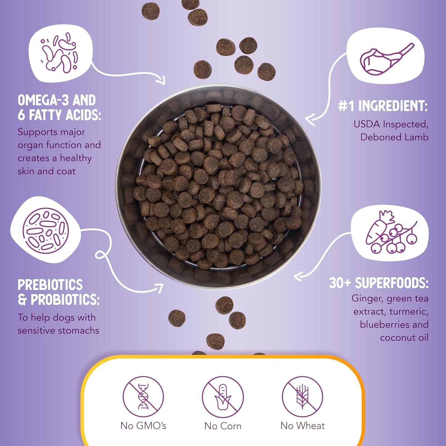 Health Extension Lamb & Brown Rice Dry Dog Food, Protein Packed Formula with Probiotics & Superfoods for Digestion & Coat Health (15lb)