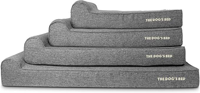 The Dog’s Bed Orthopedic Headrest Dog Bed XXL Grey Linen, Memory Foam, Pain Relief for Arthritis, Hip & Elbow Dysplasia, Post Surgery, Lameness, Waterproof Washable Cover