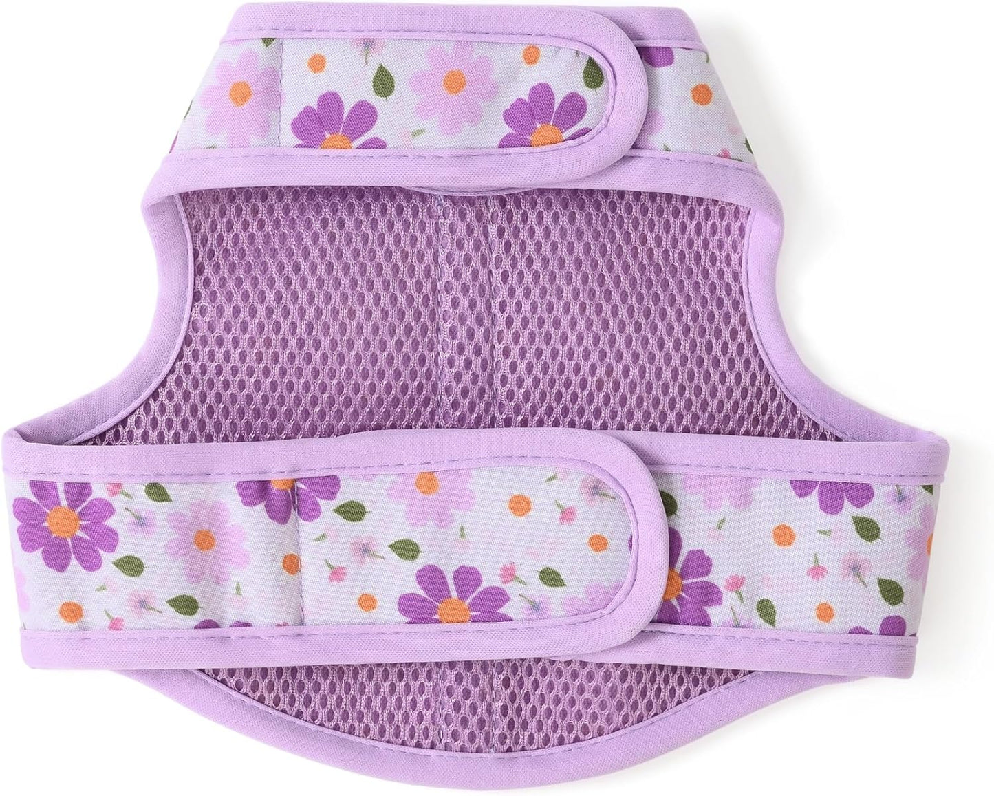 Mile High Life Dog Harness, Air Mesh Floral Vest Harness for 20 lbs Small Dogs & Cats, Easy Get on Adjustable Easy Closures Both Neck and Chest (Purple Flower, S Chest 16"-18")