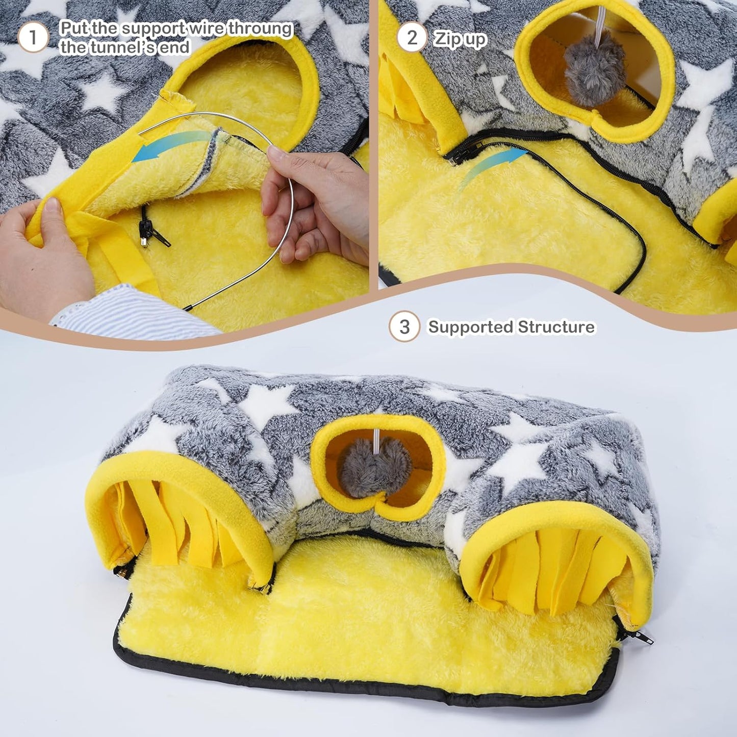 Avont Guinea Pig Hideout Tunnel, Hideaway Play Tube Toys Mat for Small Animal Dwarf Rabbits Chinchillas Hamsters Hedgehogs Ferrets Bearded Dragons and Rats -Star