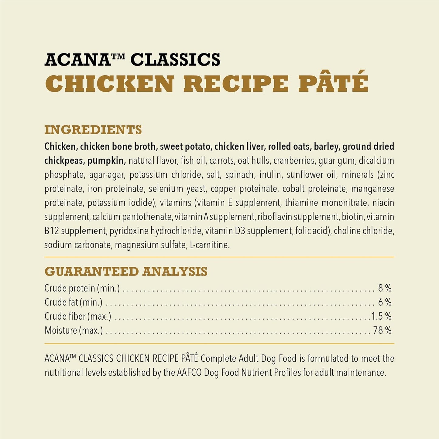 ACANA Classics Pate Wet Dog Food Chicken Recipe 12.5oz Cans (12 Count)