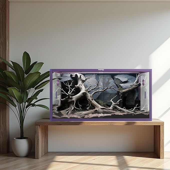 120 Gallon Bearded Dragon Tank,48" x 24" x 24" Reptile Tank with Sliding Door Top Screen Ventilation, Front Opening Reptile Enclosure for Easy Maintenance