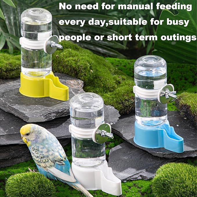 3 Pcs Bird Water Dispenser,Set Pet Water Bottle for Small Parrots Lovebirds and Budgerigars Plastic Cage Drinkers Ideal for Cockatiels and Other Small Birds White Parrot Water Feeder