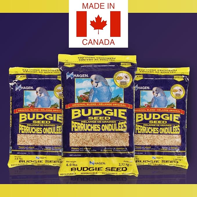 Hagen Parakeet/Budgie Staple VME Seed – Premium Blend, Nutritionally Balanced, Fortified with Vitamins & Minerals, Dust-Free Mix for Budgies, 25 lb Bag