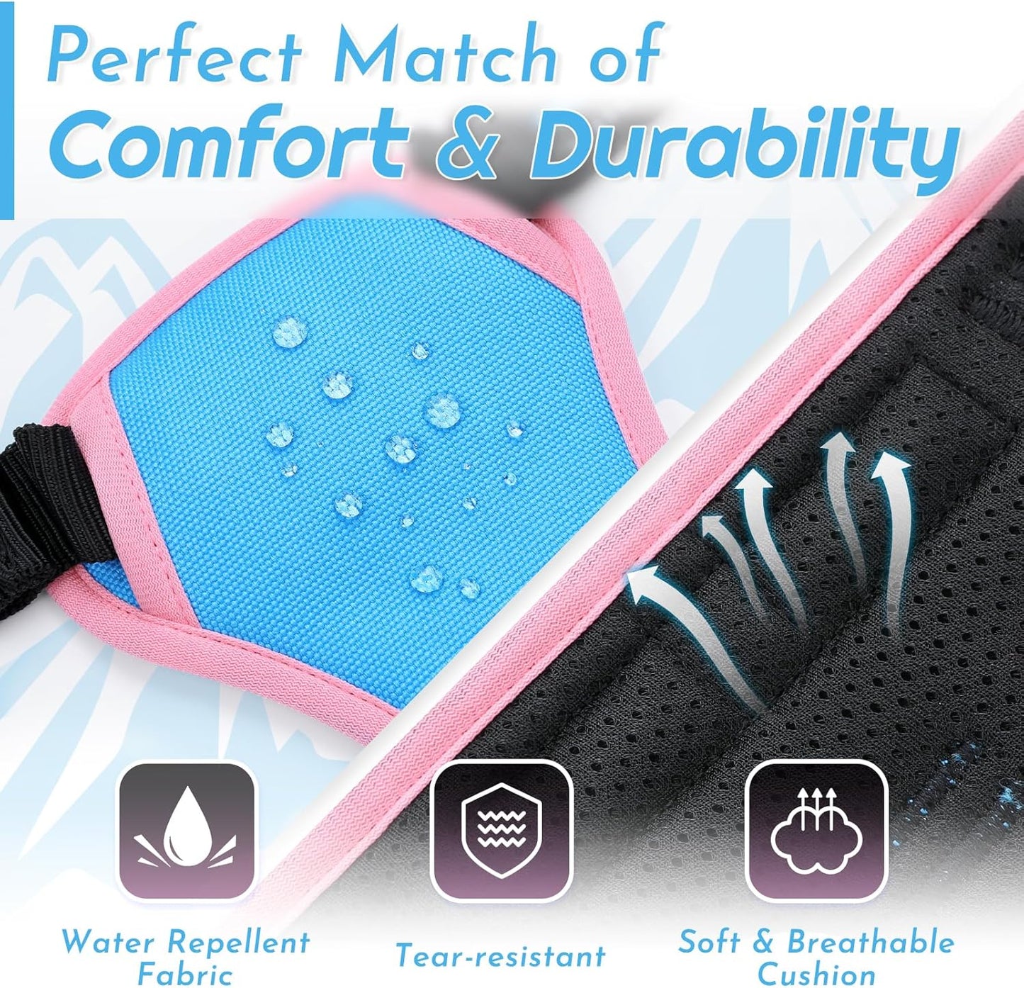 Eagloo Dog Harness for Large Dogs, No Pull Service Vest with Reflective Strips and Control Handle, Adjustable and Comfortable for Walking, No Choke Harness with 2 Metal Rings, Pink & Blue, M