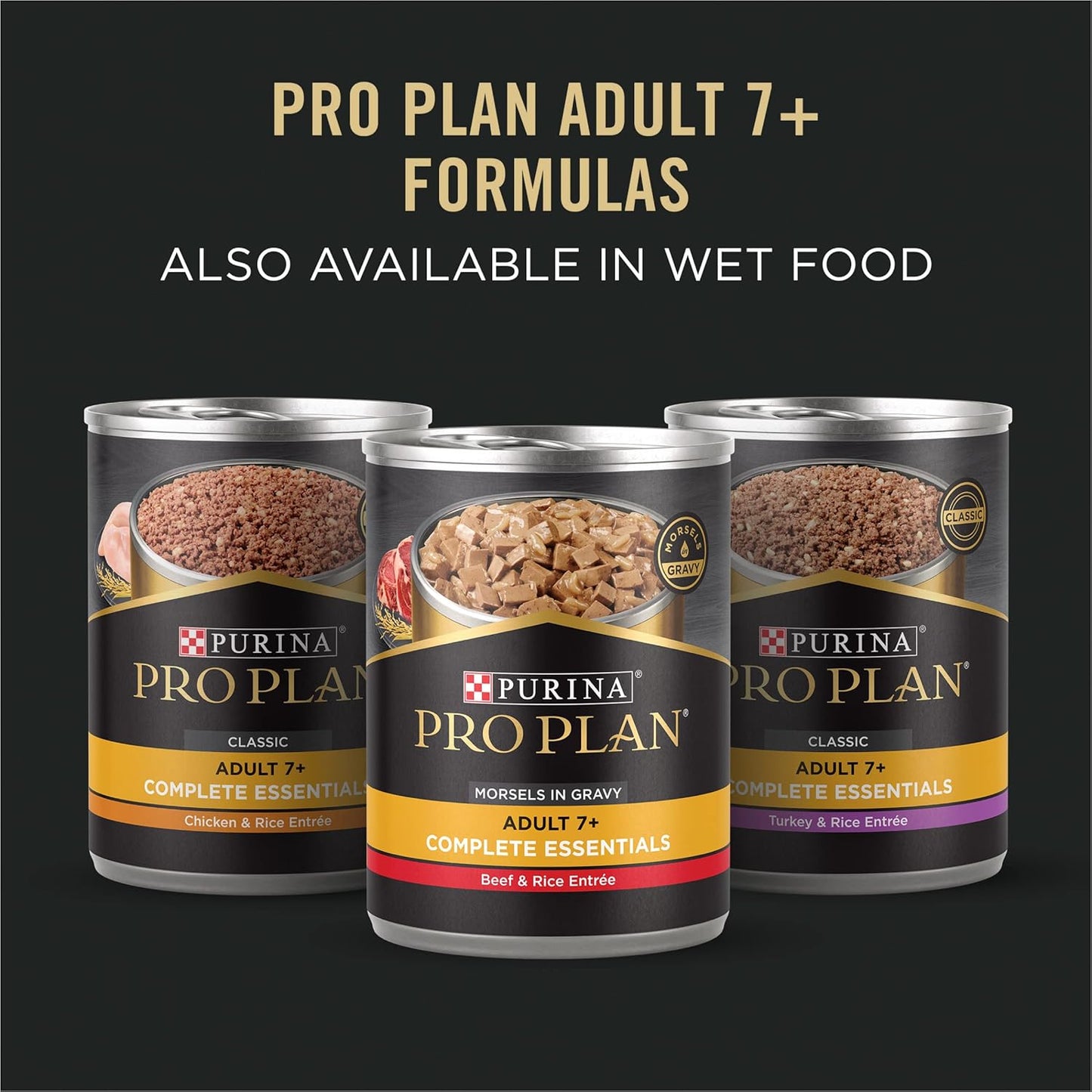 Purina Pro Plan Adult 7 Plus Complete Essentials Shredded Blend Beef and Rice Formula High Protein Dog Food for Senior Dogs - 18 lb. Bag
