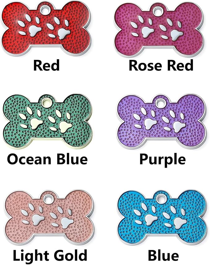 Personalized Dog/Cat Cute Paw Pet ID Tag for Pet Collar or Key Chain - cat Name tag, Personalized cat id tag, Kitten Name tag, Kitten id tag (Bone-Shaped-Small: Purple)