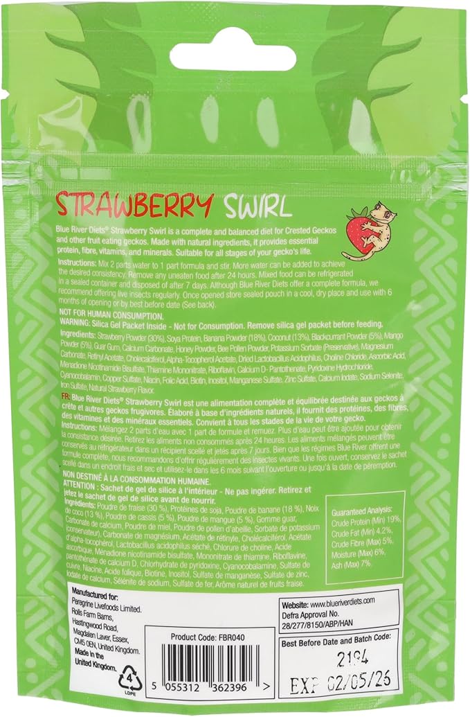 Crested Gecko Diet | Strawberry Swirl | All Natural Low Fat Complete Gecko Food | 2.1oz