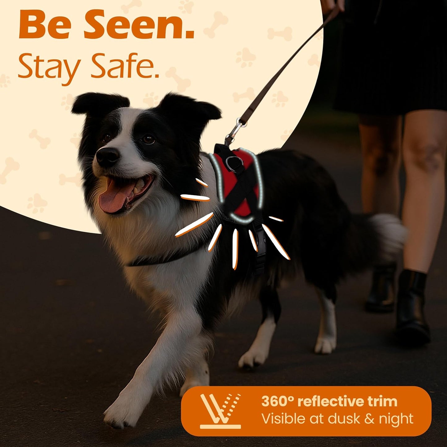 Bark Appeal Red No-Pull Dog Harness for Extra Small Sized Pets – Adjustable, Reflective Vest with 3 Leash Clips for Added Control, Easy Walks & Training – XS