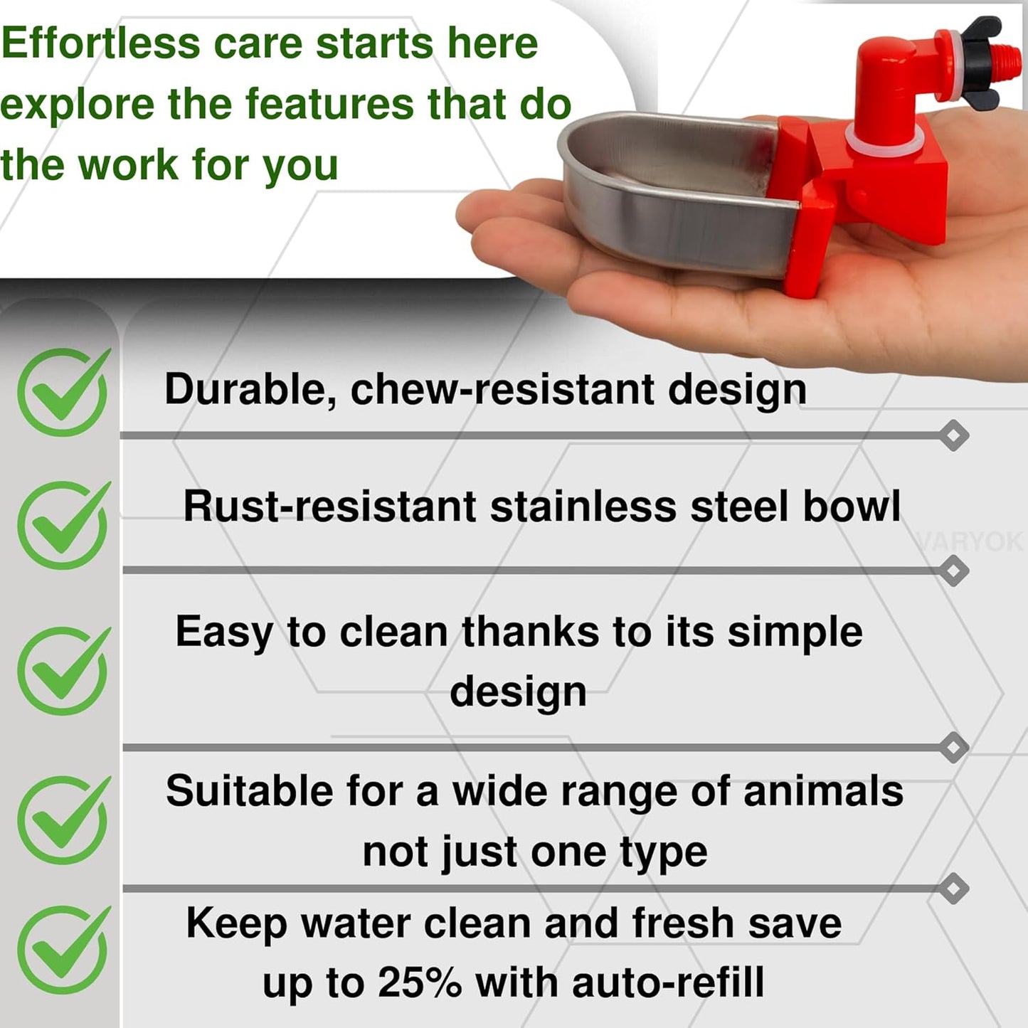 Heavy Duty Large Auto Metal 4 Pack Chicken Water Cups Chicken Waterer Cups for Poultry Rabbit Watering System and Small Animals Leak Proof Stainless Steel Fits 5 Gallon Bucket and PVC Pipes