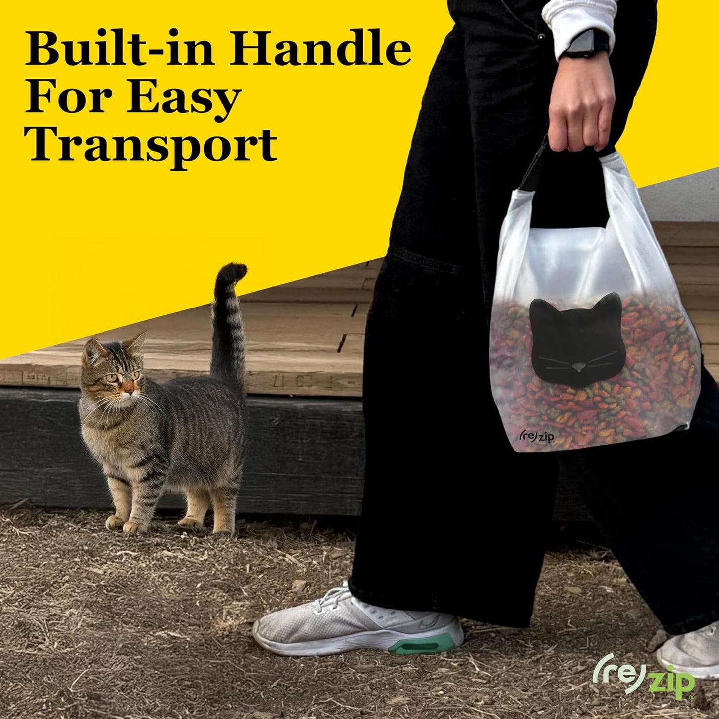 (re)zip Reusable Cat Pet Food Storage Bag | 14-Cup Capacity | Airtight Roll-Top Closure | Durable, BPA-Free PEVA | Translucent & Travel-Friendly | Keeps Kibble Fresh & Organized | Machine Washable