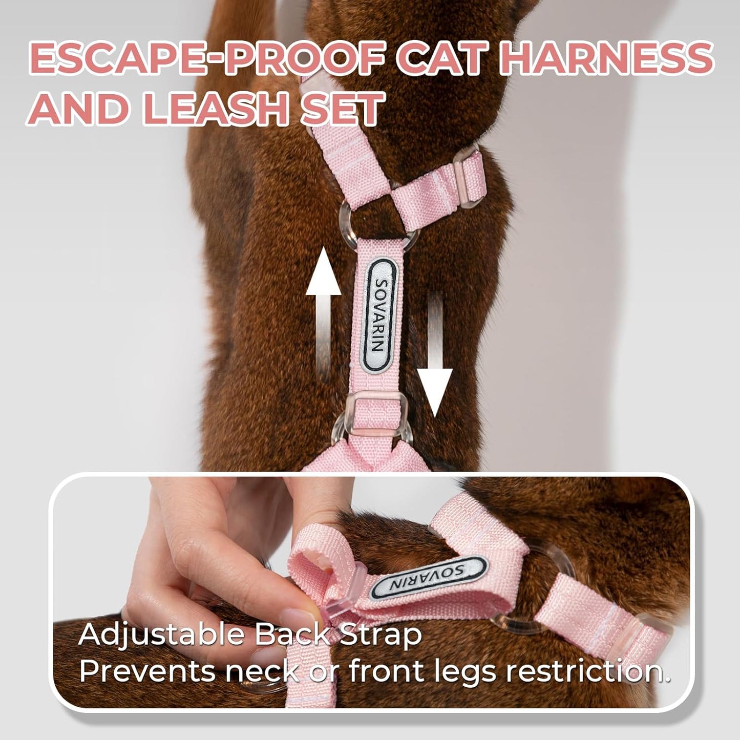 Cat Harness and Leash Set - Pink Lightweight Soft Kitten Harness Escape Proof, Adjustable Travel Pet Harness for Walking,Easy Control Comfortable Outdoor (Pink, One Size Fits All)