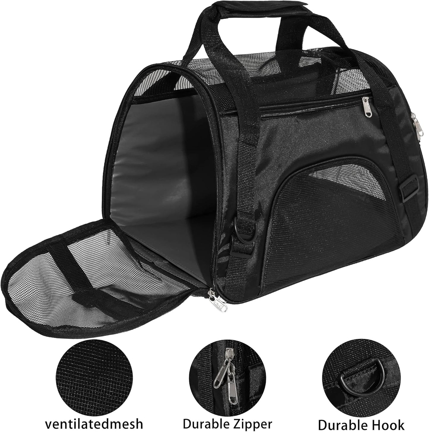 Pet Carrier Soft-Sided Carriers for Cat Carriers Dog Carrier for Small Medium Cats Dogs Puppies Pet Carrier Airline Approved Cat Dog Pet Travel Carrier (Medium,Black)