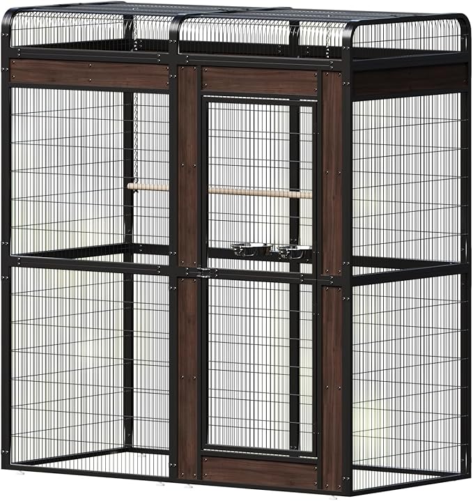 Large Bird Cage for Parakeets Outdoor Bird Aviary Parrot Cage with Perch, Birdcage for Macaws Canaries Parrots Budgie Lovebirds-Black