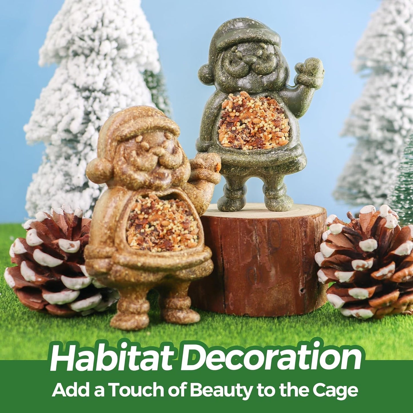 TEEWY Santa Claus Guinea Pig Toys, Natural Vegetables, Fruits and Timothy, Hamster Chew Toys for Teeth, Guinea Pig Toys Enrichment, Small Animal Chew Toys for Chinchilla, Rat, Gerbil, 2PCS