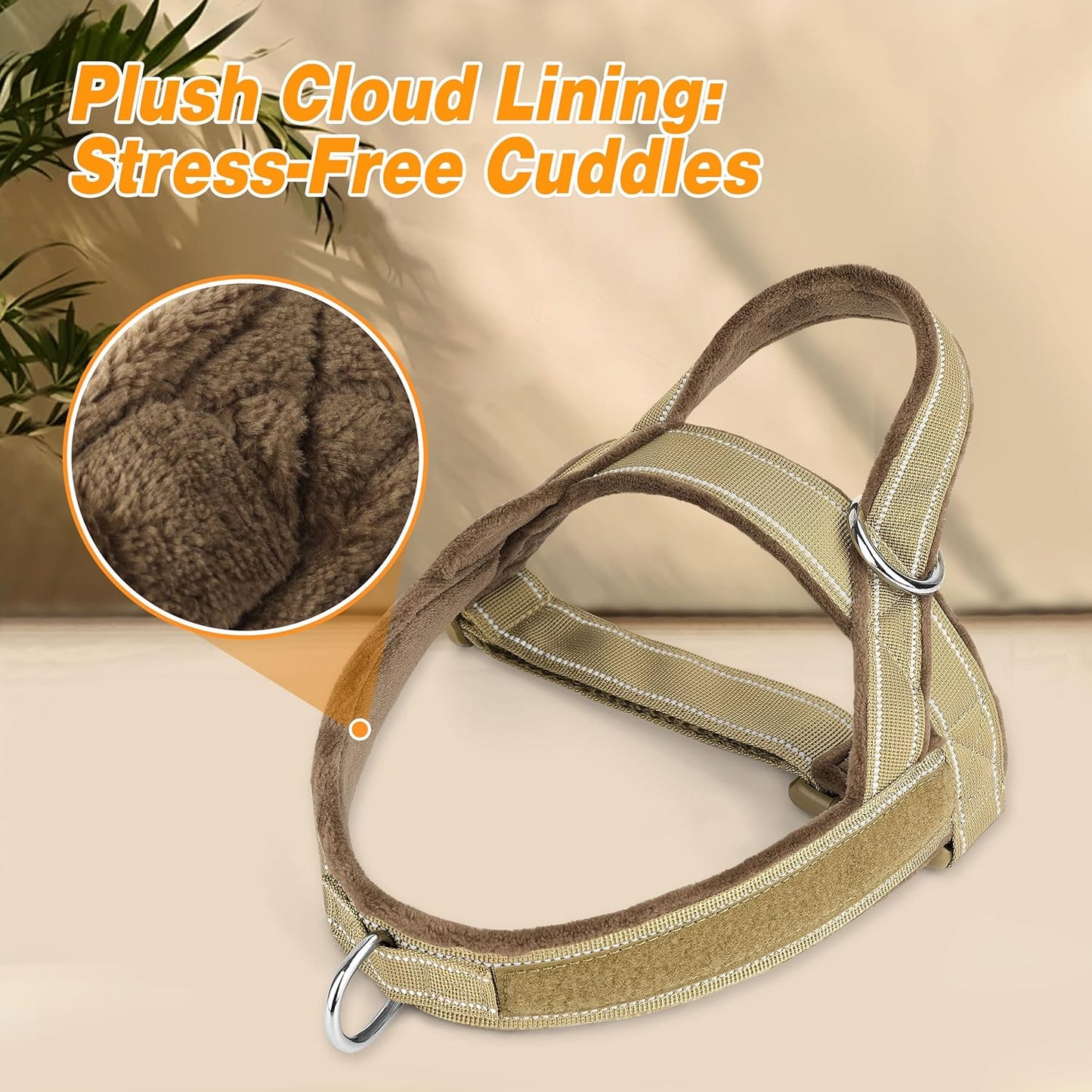 Forestpaw No Pull Dog Harness with Large Handle,Slip on Reflective Vest with Quick Release Buckle,Comfortable Flannel Lining for Medium Large Dogs Walking Training (Includes 3 Patches),Brown XL