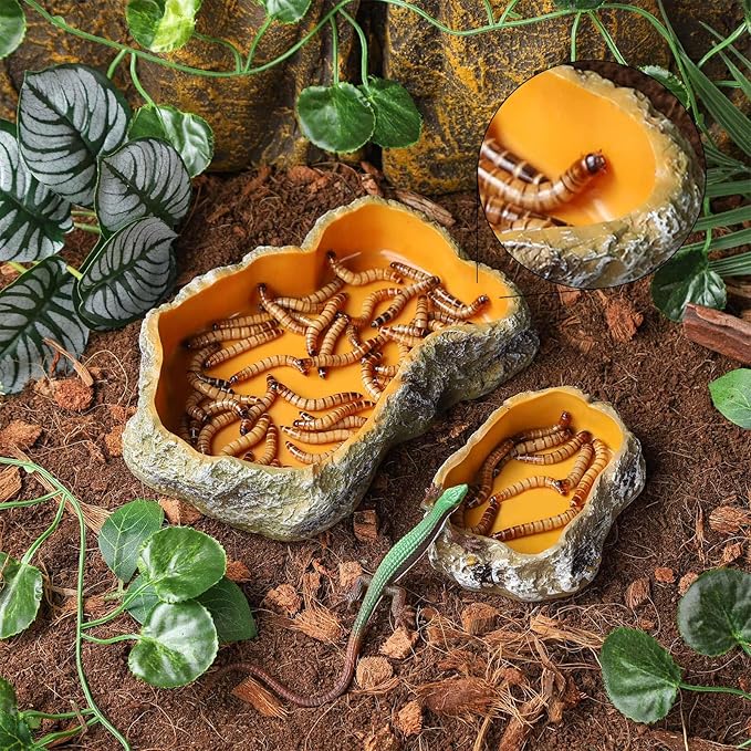 IBWell 5 Inch Reptile Food Dish Escape Proof Reptile Feeding Dish Resin Reptile Water Food Bowl for Bearded Dragon Chameleon Frog Snake Turtle Leopard Gecko