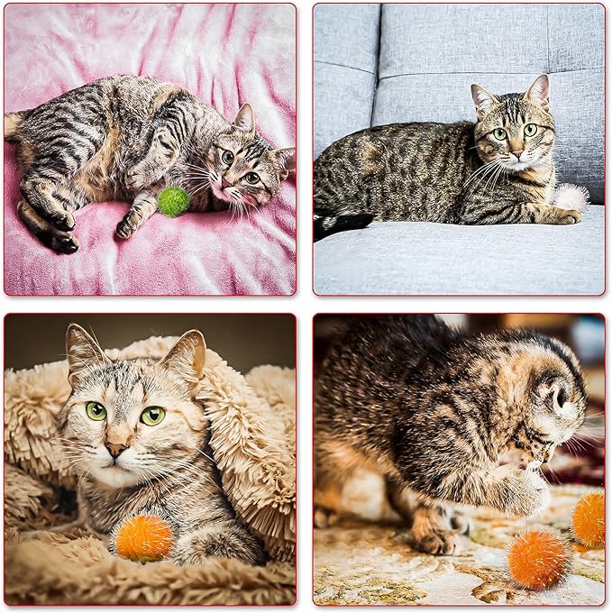 VAPKER 30 Pcs Cat Ball Toys Sparkle Balls Extra Large 2 Inch Cat's Favorite Chase Glitter Ball Glitter Tinsel Pom Poms Balls Hot Pink Color