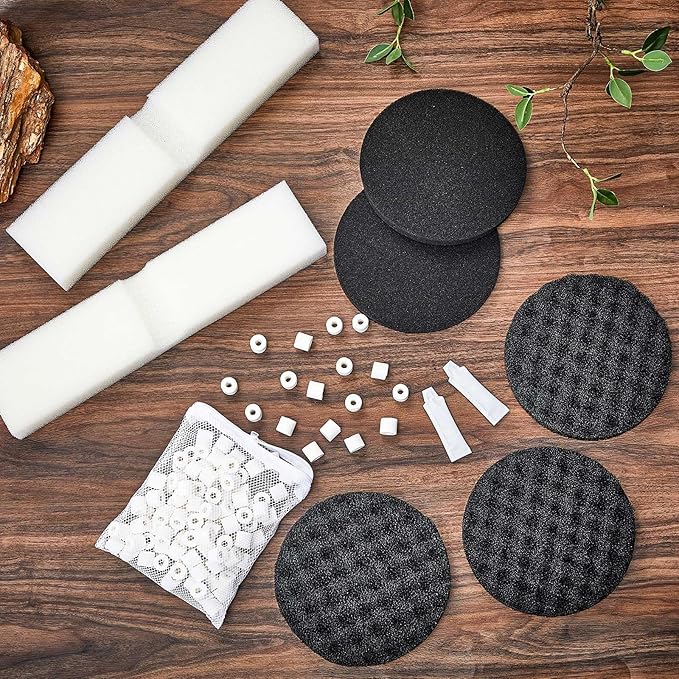 18 Pcs Replacement Filter Media Kit Compatible with Fluval Fx4/fx5/fx6 Aquarium Filters Including Biological-Foam Pads, Biological-Foam Block, Media, Carbon Foam Pad, Silicone Lube
