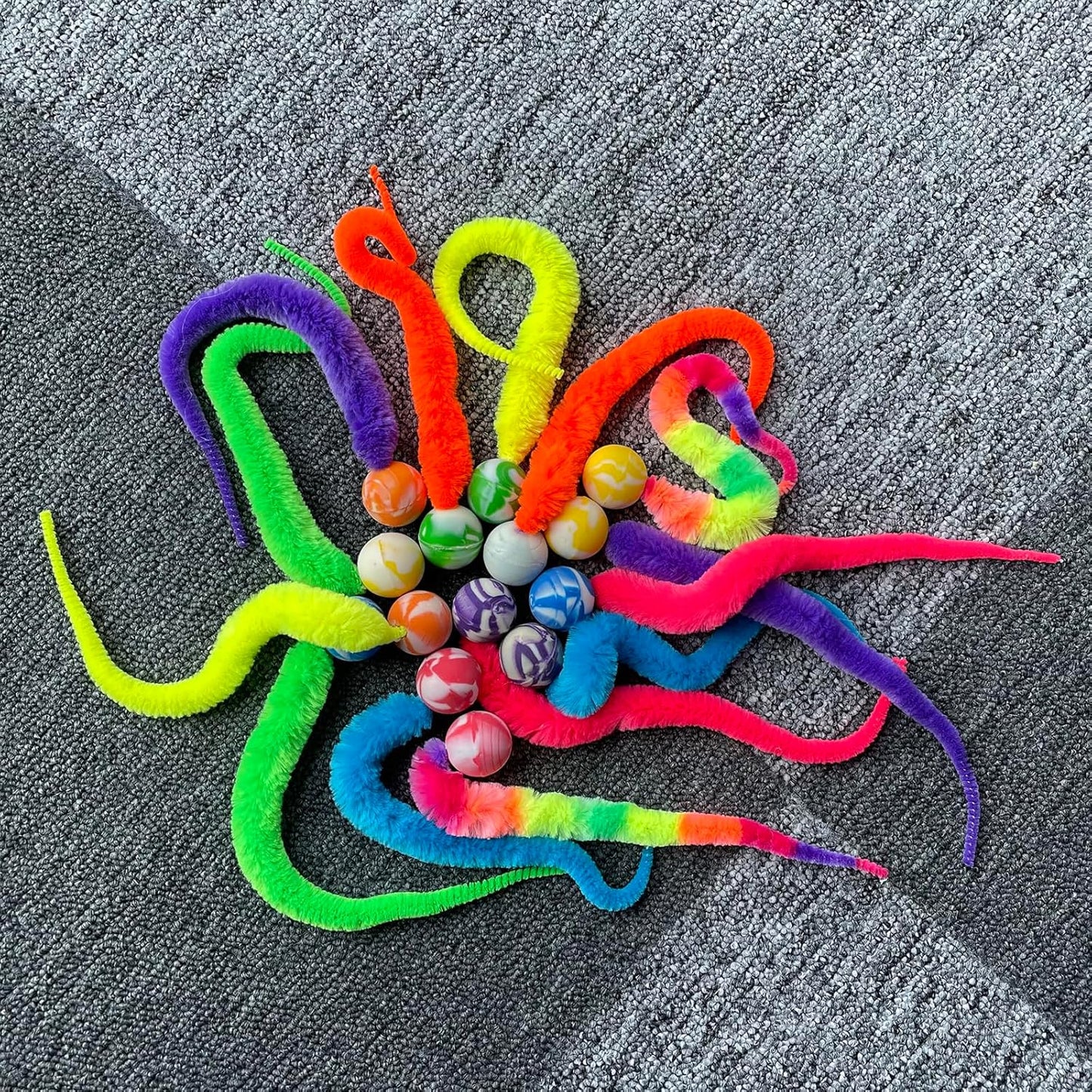 AcceLeah Cat Worm Toy Refills - Assorted Teaser Wand Toys with Bell (14 Pcs)