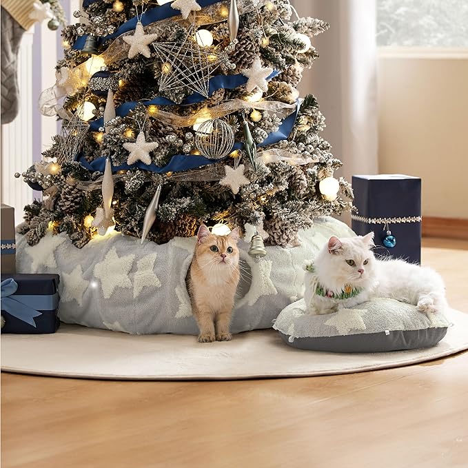 Lesure Cat Tunnel Bed for Indoor Cats - Cute Cat Donut Tunnel Toys for Small Large Cats with Washable Circle Cushion, Round Pet Peekaboo Cave Toy for Kitten/Puppy/Rabbit, Standard Grey