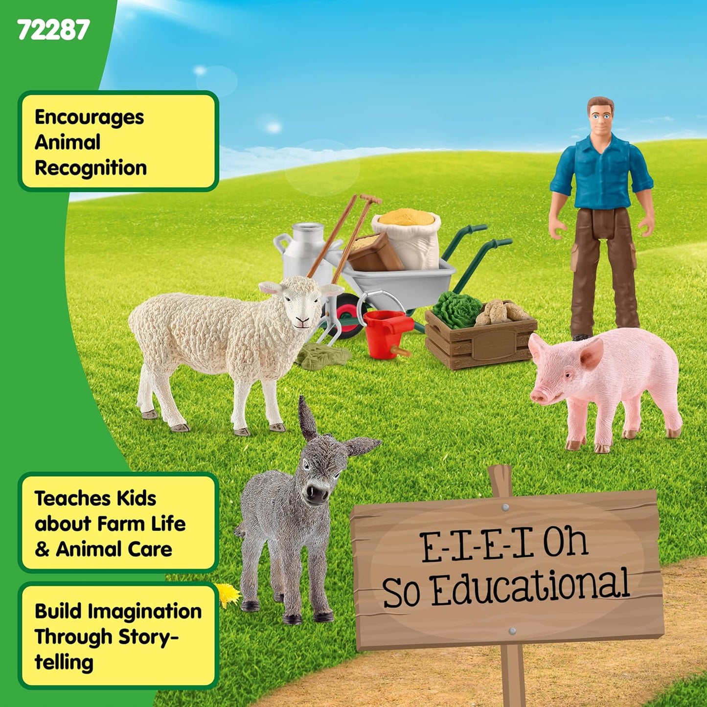 Schleich Farm World - Animal Feeding Playset for Boys and Girls - Farm Animal Toys for Imaginative Play - Kids Ages 3+| 72287