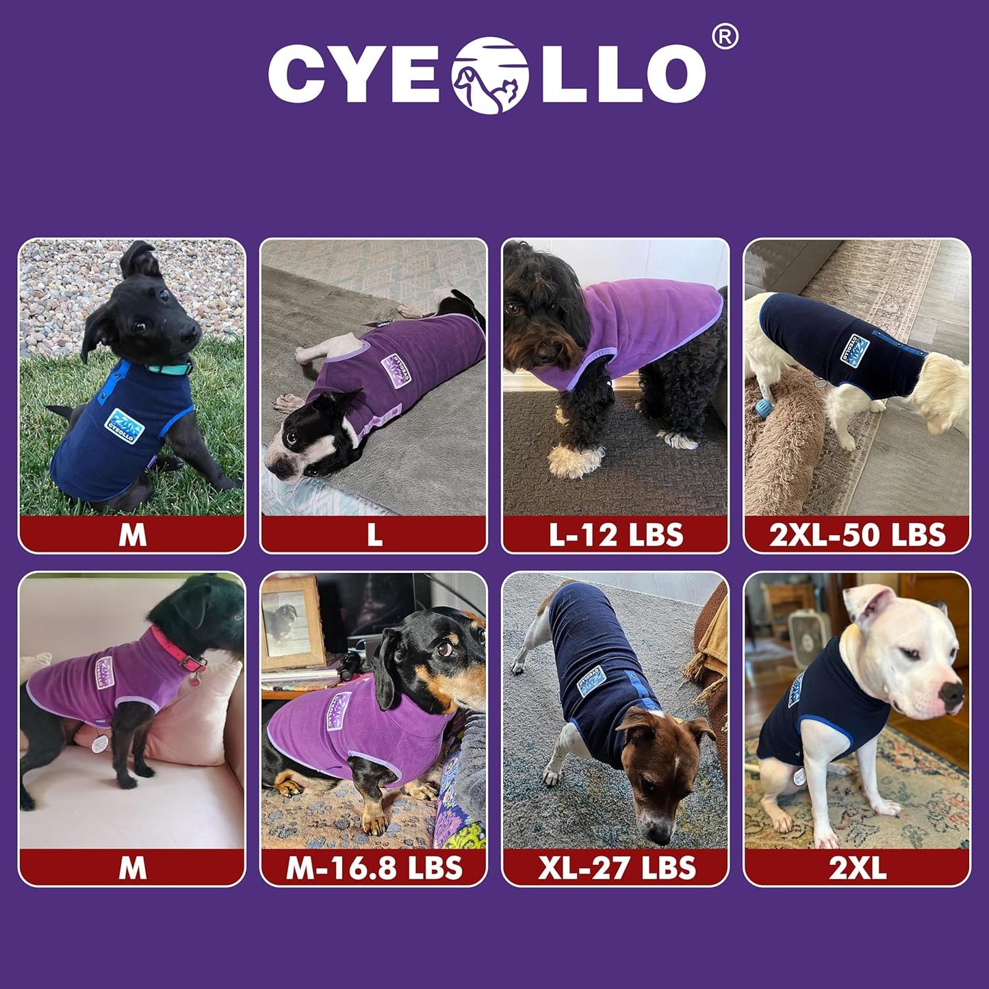 cyeollo Fleece Dog Sweater, Turtleneck Dog Sweatshirt Stretchy Pullover Fleece Vest Warm Winter Fall Clothes for Small Dogs Boy Girl Puppy Pet Apparel, Purple S