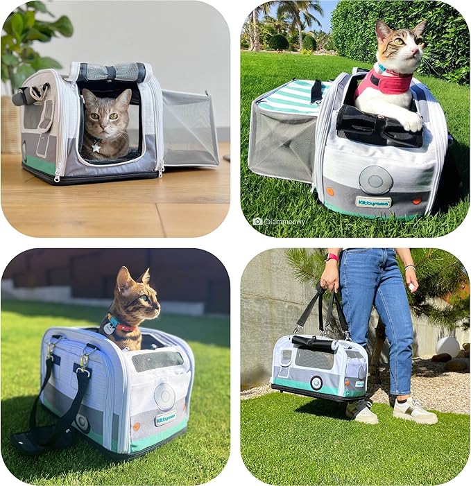 Premium Soft-Sided 2-in-1 Kittyrama Cat Carrier & Home Hideaway – Vet-Recommended Calming Den, Dual-Use Lounge & Travel Carrier with SBS Zippers, Airline-Approved Under-Seat Fit