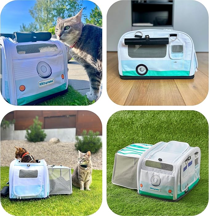 Premium Soft-Sided 2-in-1 Kittyrama Cat Carrier & Home Hideaway – Vet-Recommended Calming Den, Dual-Use Lounge & Travel Carrier with SBS Zippers, Airline-Approved Under-Seat Fit