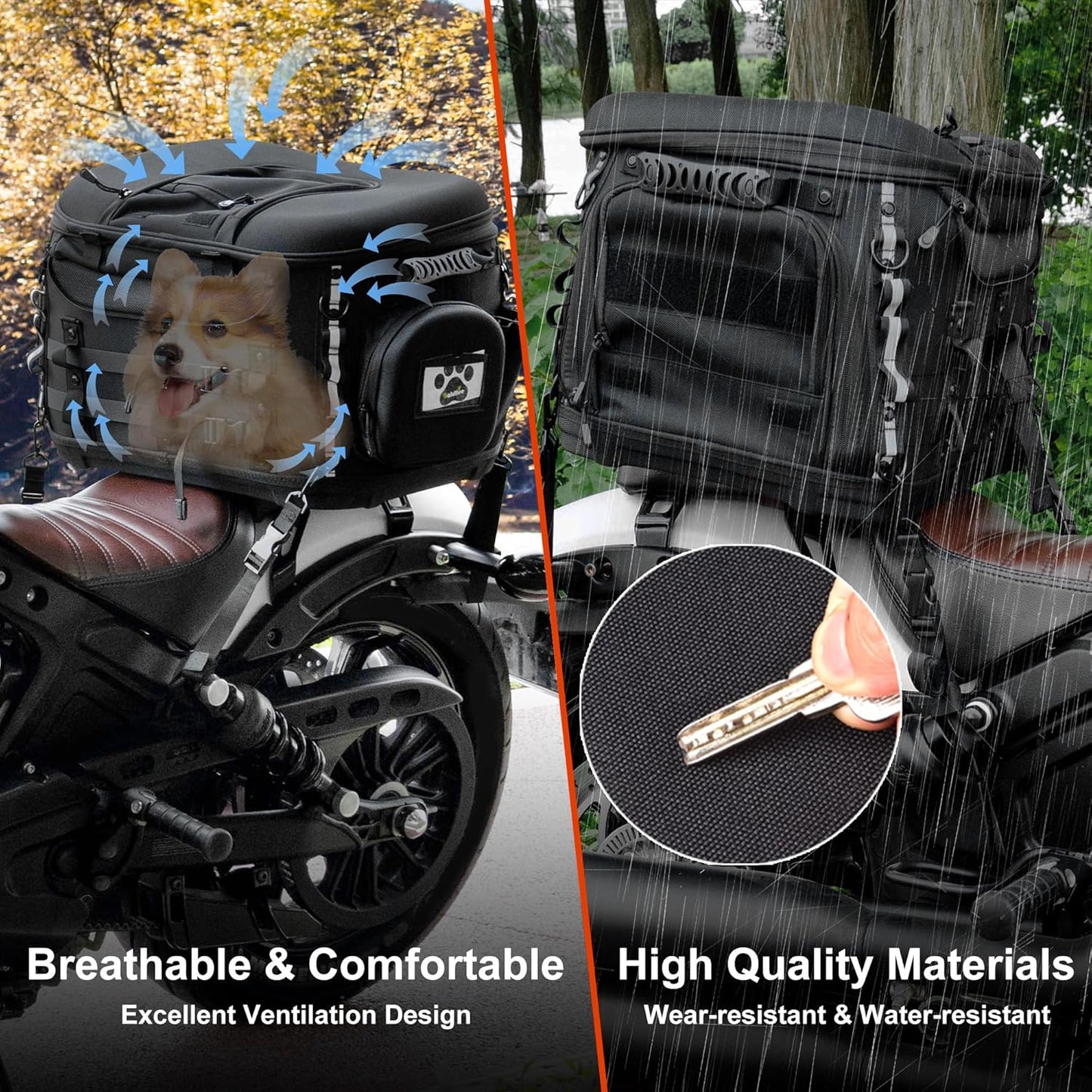 Goldfire Motorcycle Dog/Cat Carrier, Portable Pet Carrier Voyagers Dog Carrier Crate for Street Glide Road King with Luggage Rack or Sissy Bar UTV ATV Touring Trike Models(Black)