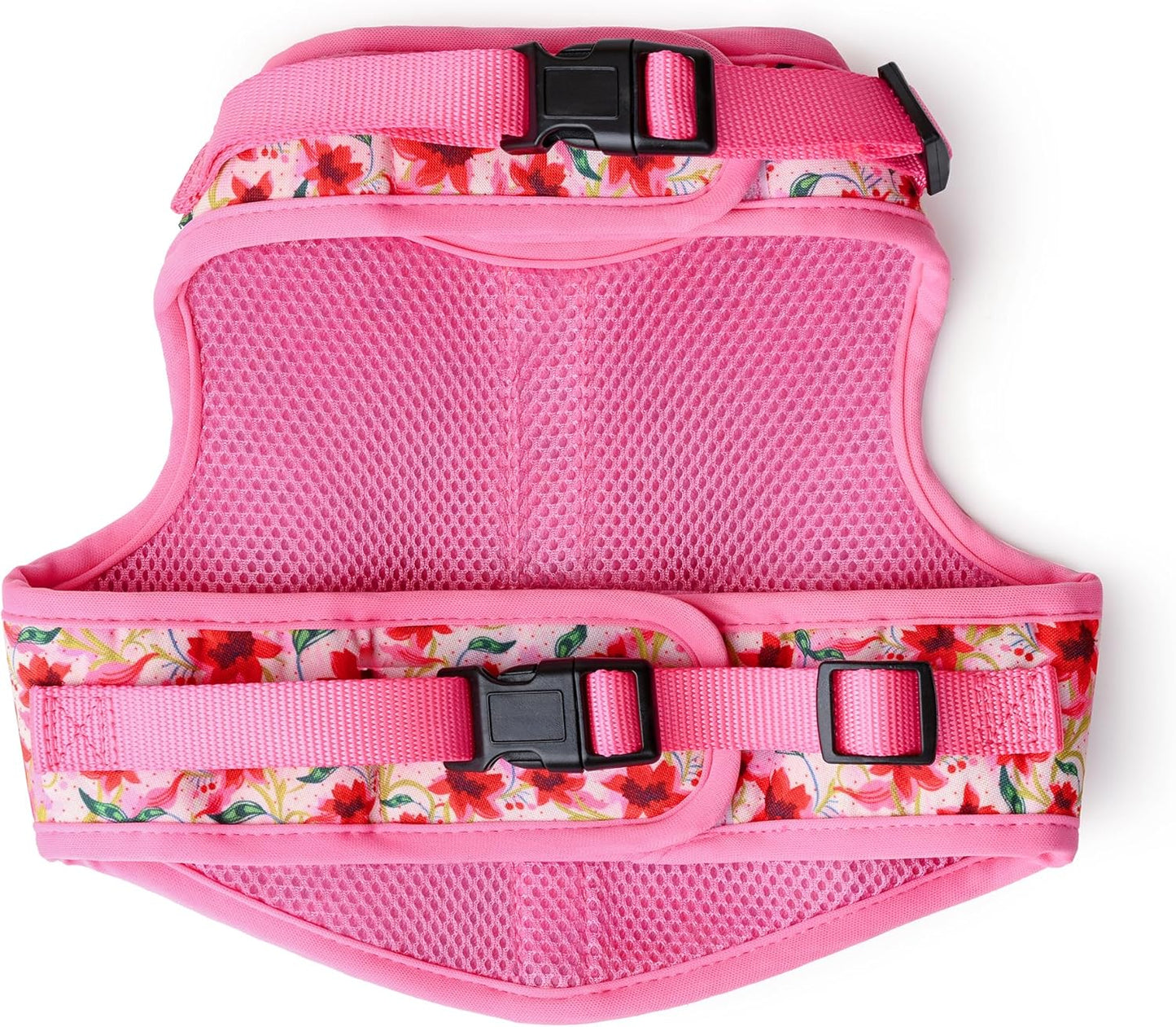 Mile High Life Dog Harness, Air Mesh Floral Vest Harness for 20 lbs Small Dogs & Cats, Easy Get on Adjustable Easy Closures Both Neck and Chest(Lily, M Chest 18"-20")