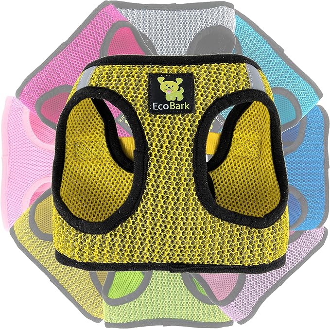EcoBark Step in Dog Harness - Soft Mesh Dog Vest Harnesses for Puppies and Small Breed Dogs - Reflective and Adjustable No Pull Halter Harness - Mesh Comfort Padded Body Harness (Yellow, XS)
