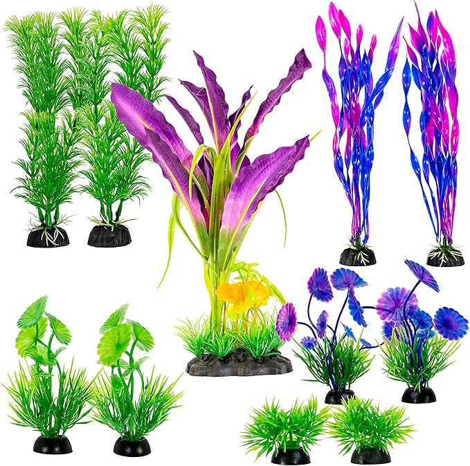 UNEAK quarium Plant Fish Tank Decorations Medium/Large Resin Plastic Artificial Plants Flower Ornament Beta Goldfish Decoration Ornaments Freshwater & Saltwater Décor (Mix)